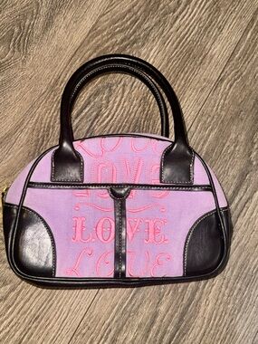 PINK Victoria's Secret Lavender and Brown 'LOVE' Embroidered Satchel